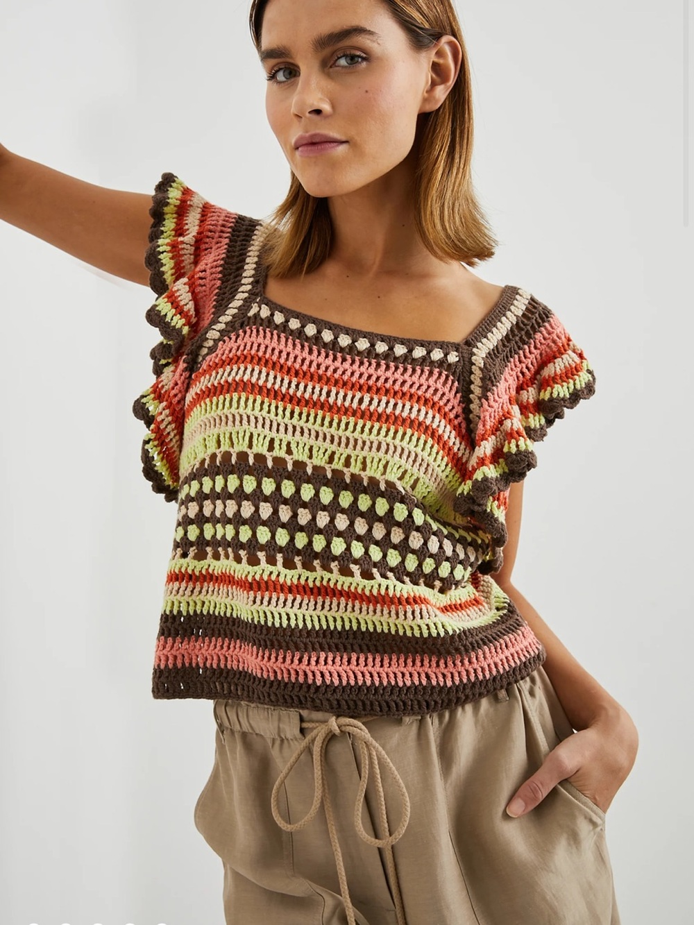 Rails Anna Top in Tropical Crochet Size S
